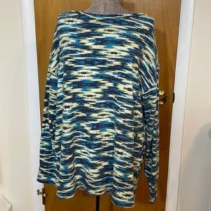 LuLaRoe Womens XL Sweater Tunic Blue Cream Yellow